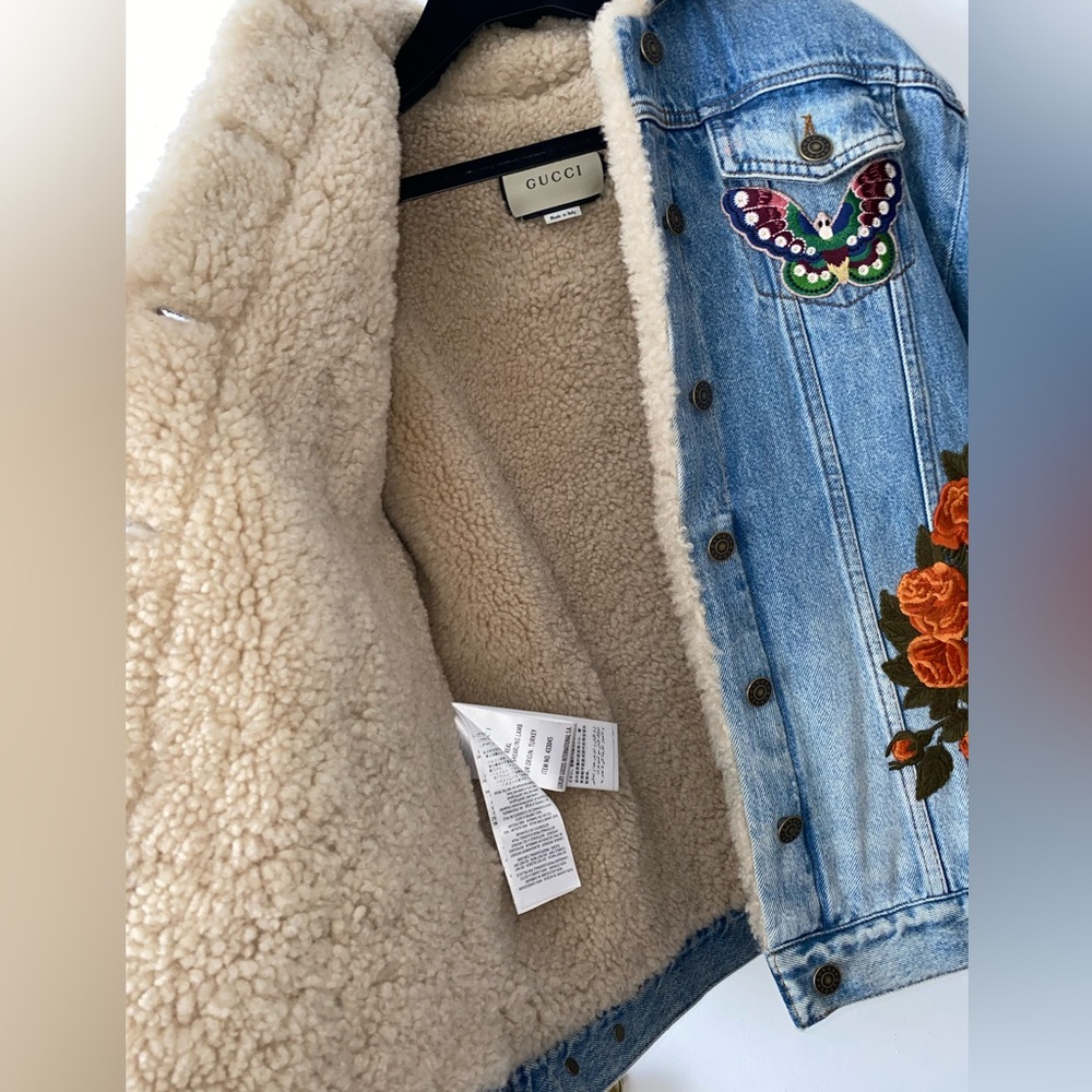 Authentic Shearling GUCCI Embroidered Denim Jacket - Picture 8 of 15